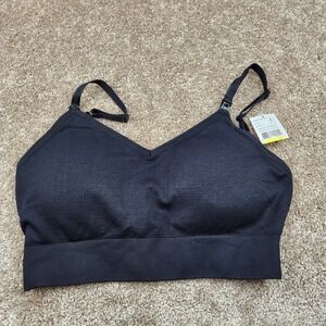 Motherhood Maternity Womens Black Seamless Ribbed Nursing Bra 94009-01 Large NWT